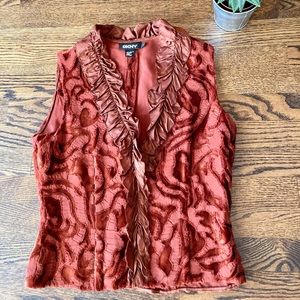 Vintage DKNY Sleeveless Ruffled V-Neck Dress Top. Size: 6
